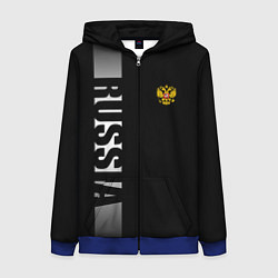 Толстовка на молнии женская Russia: Black Line, цвет: 3D-синий