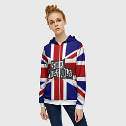 Толстовка на молнии женская Sex Pistols UK, цвет: 3D-белый — фото 2
