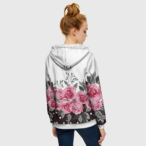 Женская толстовка на молнии Roses Trend / 3D-Белый – фото 4