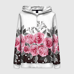 Толстовка на молнии женская Roses Trend, цвет: 3D-белый