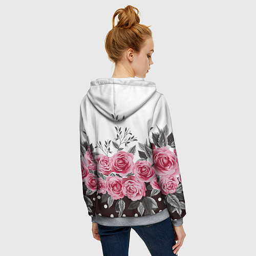 Женская толстовка на молнии Roses Trend / 3D-Меланж – фото 4