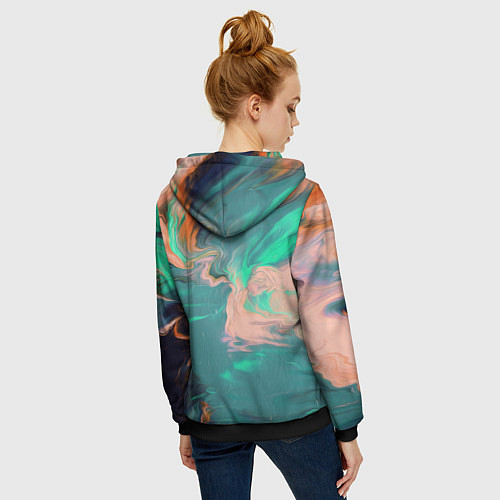 Женская толстовка на молнии Кислотные разводы / 3D-Черный – фото 4