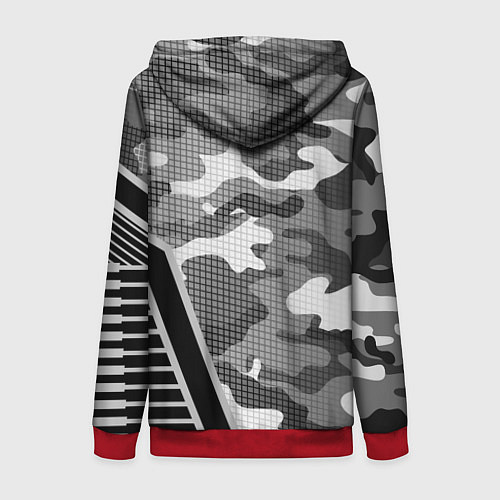 Женская толстовка на молнии Russia: Grey Camo / 3D-Красный – фото 2