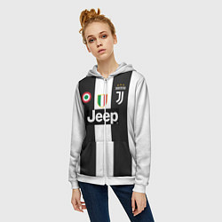 Толстовка на молнии женская FC Juventus 18-19, цвет: 3D-белый — фото 2