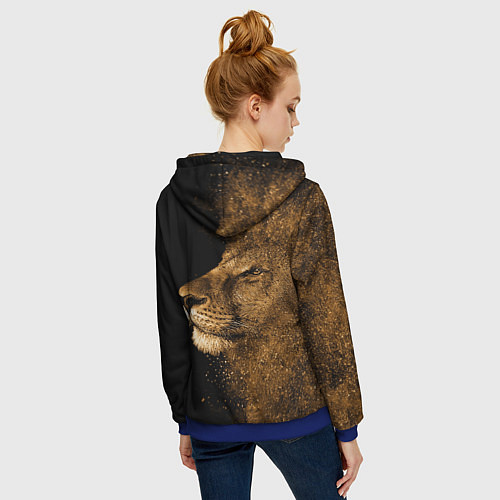 Женская толстовка на молнии Песчаный лев / 3D-Синий – фото 4