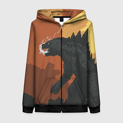 Толстовка на молнии женская Godzilla: Monster Smoke, цвет: 3D-черный