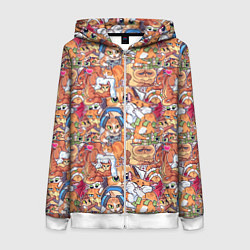 Толстовка на молнии женская Котобомбинг, цвет: 3D-белый