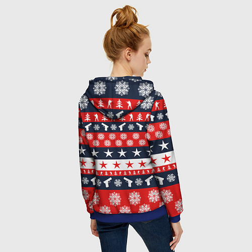 Женская толстовка на молнии CS:GO New Year / 3D-Синий – фото 4