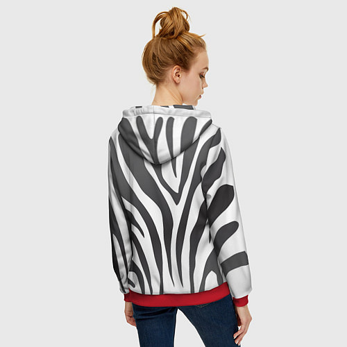 Женская толстовка на молнии Африканская зебра / 3D-Красный – фото 4