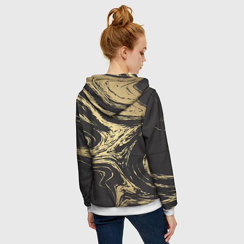 Женская толстовка на молнии Золотой мрамор / 3D-Белый – фото 4