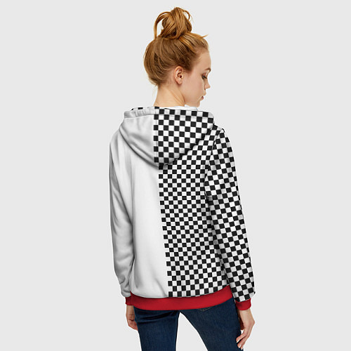 Женская толстовка на молнии ФРЕНДЗОНА: Шахматы / 3D-Красный – фото 4