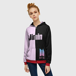 Толстовка на молнии женская BTS Jimin, цвет: 3D-красный — фото 2