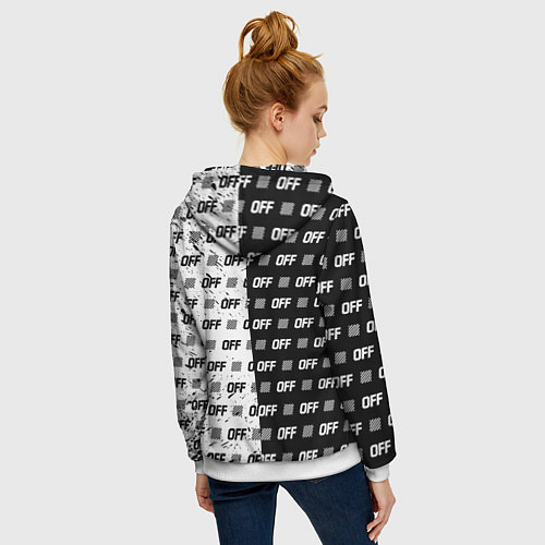 Женская толстовка на молнии Off-White: Black & White / 3D-Белый – фото 4