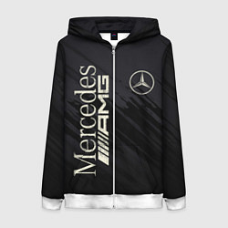 Толстовка на молнии женская Mercedes AMG: Black Edition, цвет: 3D-белый