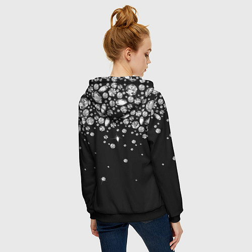 Женская толстовка на молнии Бриллиантовый дождь / 3D-Черный – фото 4