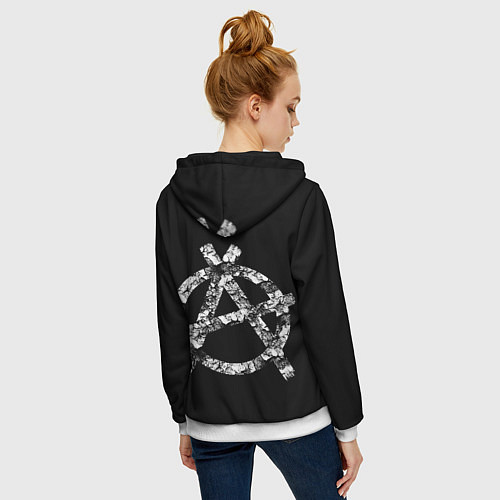 Женская толстовка на молнии Король и Шут Анархия спина / 3D-Белый – фото 4