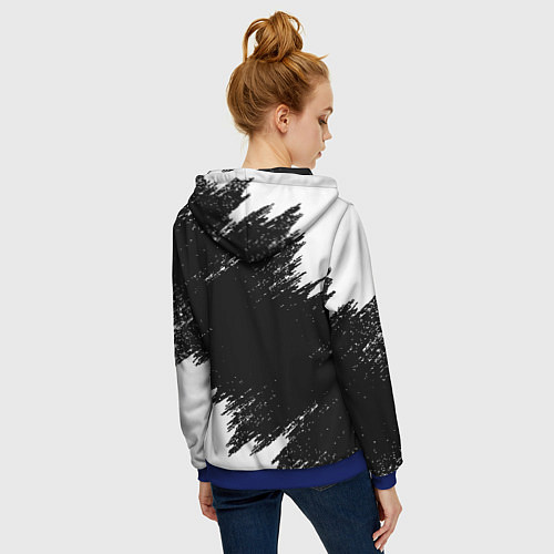 Женская толстовка на молнии ЧЁРНЫЙ КЛЕВЕР / 3D-Синий – фото 4