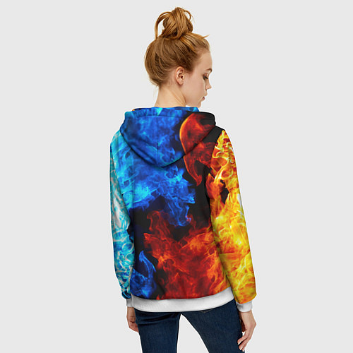 Женская толстовка на молнии L letter fire / 3D-Белый – фото 4