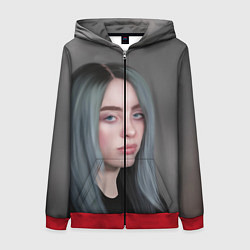 Толстовка на молнии женская Billie Eilish: Ocean Eyes, цвет: 3D-красный