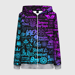 Женская толстовка на молнии ЛОГОТИПЫ РОК ГРУПП