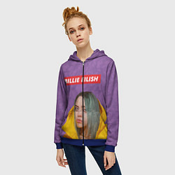 Толстовка на молнии женская Billie Eilish, цвет: 3D-синий — фото 2