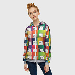Толстовка на молнии женская Woman Yelling at Cat, цвет: 3D-меланж — фото 2