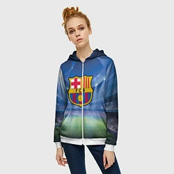 Толстовка на молнии женская FC Barcelona, цвет: 3D-белый — фото 2