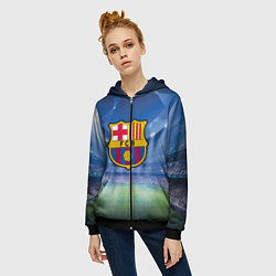 Толстовка на молнии женская FC Barcelona, цвет: 3D-черный — фото 2
