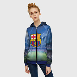 Толстовка на молнии женская FC Barcelona, цвет: 3D-синий — фото 2