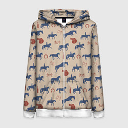 Толстовка на молнии женская Кони, цвет: 3D-белый