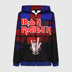 Толстовка на молнии женская Iron Maiden, цвет: 3D-синий