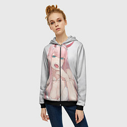 Толстовка на молнии женская Ahegao, цвет: 3D-черный — фото 2