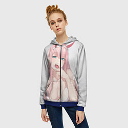 Толстовка на молнии женская Ahegao, цвет: 3D-синий — фото 2