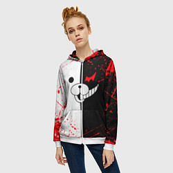 Толстовка на молнии женская MONOKUMA, цвет: 3D-белый — фото 2