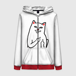 Толстовка на молнии женская Meme Cat, цвет: 3D-красный