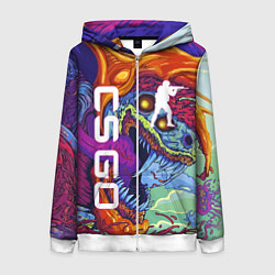 Толстовка на молнии женская CS GO HYPERBEAST, цвет: 3D-белый