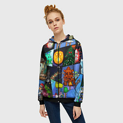 Толстовка на молнии женская Terraria allpic, цвет: 3D-черный — фото 2