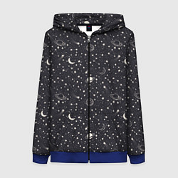 Толстовка на молнии женская Космос, цвет: 3D-синий