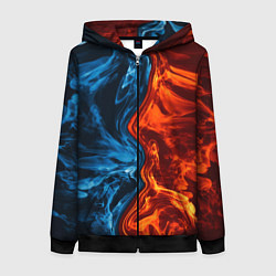 Толстовка на молнии женская Огонь и вода, цвет: 3D-черный
