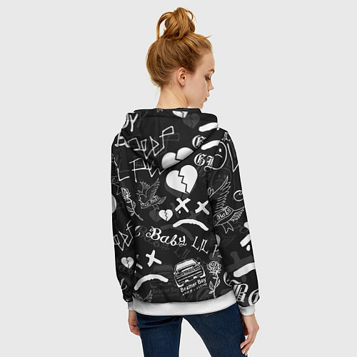 Женская толстовка на молнии LIL PEEP / 3D-Белый – фото 4
