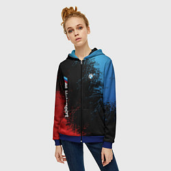 Толстовка на молнии женская БМВ Мотоспорт, цвет: 3D-синий — фото 2