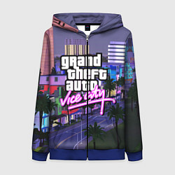 Толстовка на молнии женская Grand Theft Auto Vice City, цвет: 3D-синий