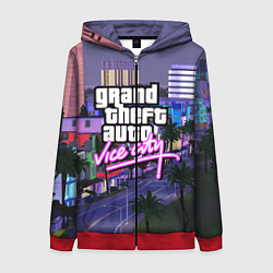 Толстовка на молнии женская Grand Theft Auto Vice City, цвет: 3D-красный