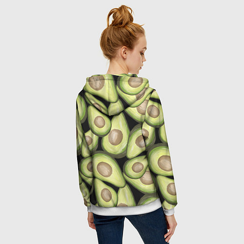 Женская толстовка на молнии Avocado background / 3D-Белый – фото 4