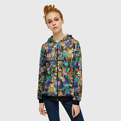 Толстовка на молнии женская MINECRAFT ПЕРСОНАЖИ, цвет: 3D-черный — фото 2