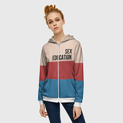 Толстовка на молнии женская Половое воспитание, цвет: 3D-белый — фото 2