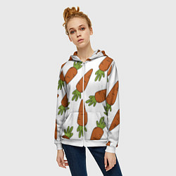 Толстовка на молнии женская Морковь, цвет: 3D-белый — фото 2