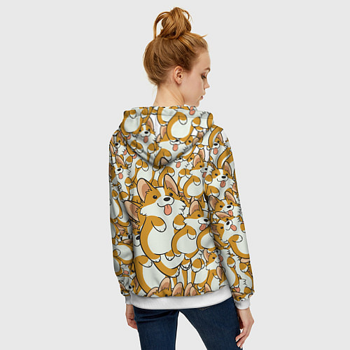 Женская толстовка на молнии Корги / 3D-Белый – фото 4