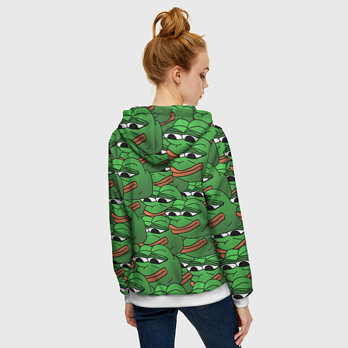 Женская толстовка на молнии Pepe The Frog / 3D-Белый – фото 4