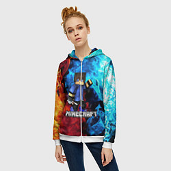 Толстовка на молнии женская Minecraft Майнкрафт, цвет: 3D-белый — фото 2